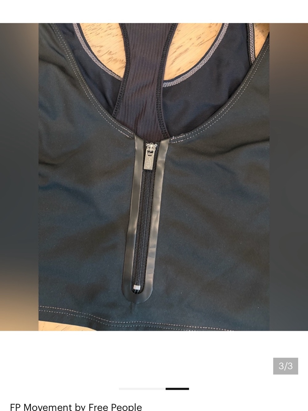 Free People Movement, Zipper Sports Bra, Black, Large - Picture 3 of 3